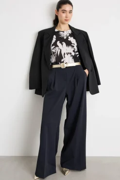 Maglia in organza stampata - Bianco Nero
