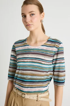 Maglia in organza stampata - Blu