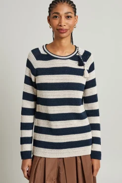 Maglia in puro lino - Blu Crema