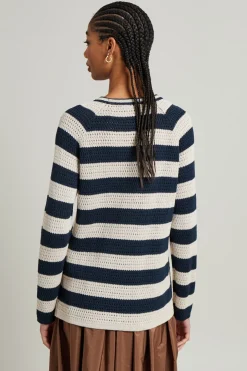 Maglia in puro lino - Blu Crema
