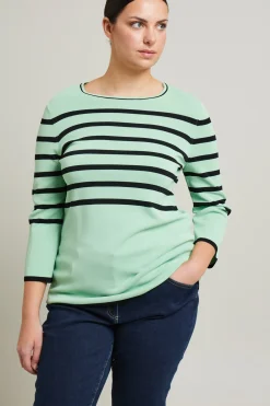 Maglia in viscosa a righe - Verde Menta Nero