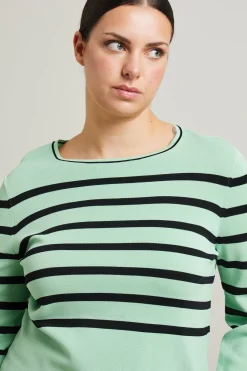 Maglia in viscosa a righe - Verde Menta Nero