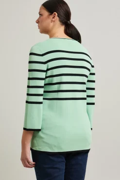Maglia in viscosa a righe - Verde Menta Nero