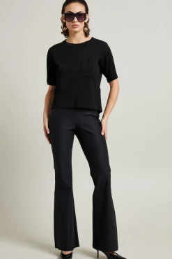 Maglia in viscosa con taschino - Nero