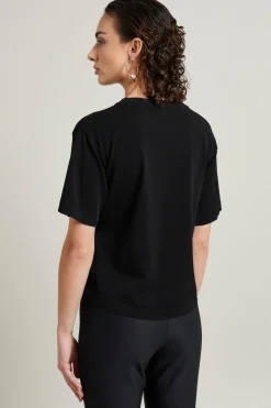 Maglia in viscosa con taschino - Nero