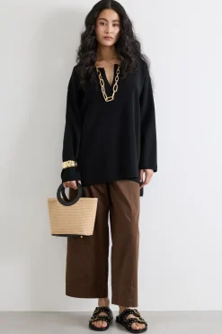 Maglia in viscosa crepe - Nero