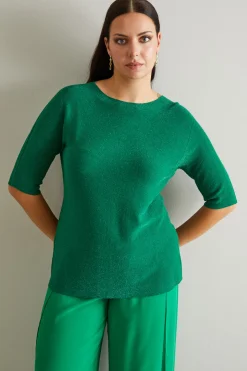 Maglia in viscosa lamè - Verde Prato
