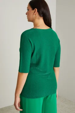 Maglia in viscosa lamè - Verde Prato