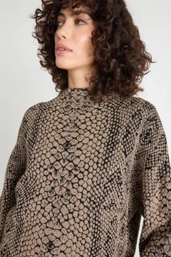 Maglia jacquard con collo alto - Animalier