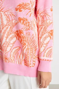 Maglia jacquard - Rosa Arancione Bianco