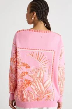 Maglia jacquard - Rosa Arancione Bianco