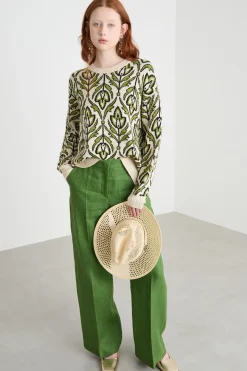 Maglia jacquard - Verde Bianco