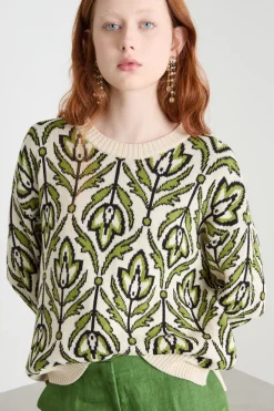 Maglia jacquard - Verde Bianco