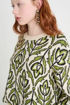 Maglia jacquard - Verde Bianco
