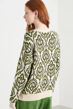 Maglia jacquard - Verde Bianco