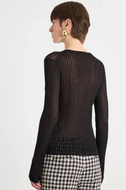 Maglia leggera a coste - Nero