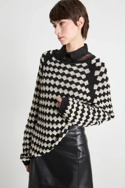 Maglia leggera con maniche raglan - Avorio Nero