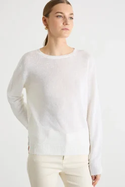 Maglia leggera con scollo tondo - Bianco