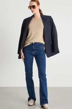 Maglia leggera con scollo tondo - Cammello