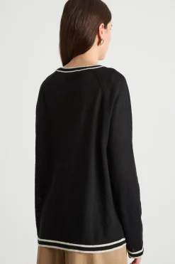 Maglia leggera con taschino - Nero Bianco