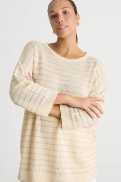 Maglia lunga con paillettes - Giallo