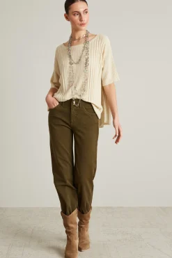 Maglia morbida con spacchi - Ecru