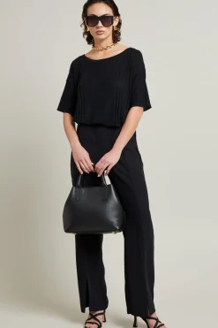 Maglia morbida con spacchi - Nero