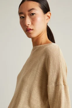 Maglia morbida in puro lino - Sabbia