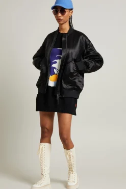 Maglia over con intarsio - Nero Viola Bianco