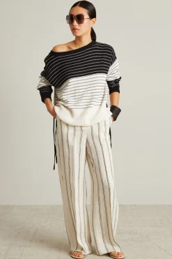 Maglia over con lacci - Bianco Nero