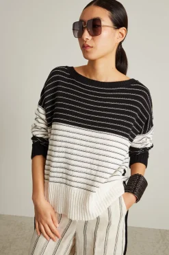 Maglia over con lacci - Bianco Nero