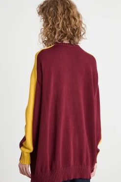 Maglia oversize con appliqué - Bordeaux Giallo