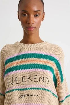 Maglia oversize con fantasia - Beige