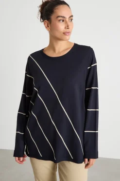 Maglia oversize con intarsi a contrasto - Blu Avorio