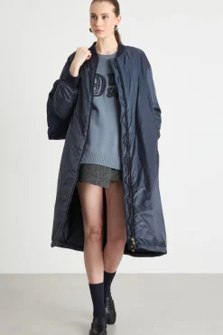 Maglia oversize con motivo floccato - Azzurro