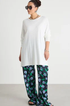 Maglia oversize con spacchi - Bianco