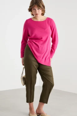 Maglia oversize con spacchi - Fuxia