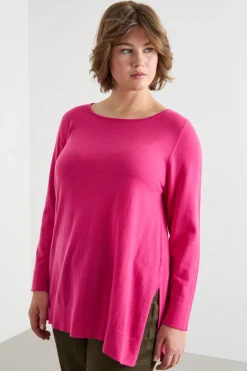 Maglia oversize con spacchi - Fuxia