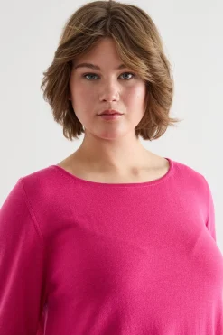 Maglia oversize con spacchi - Fuxia