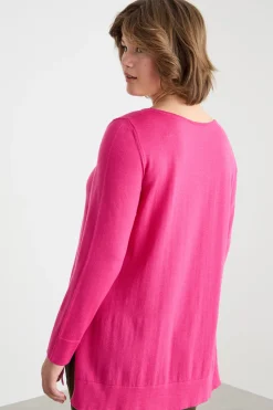 Maglia oversize con spacchi - Fuxia