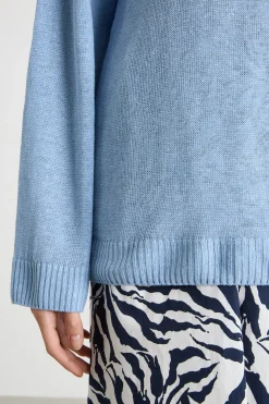 Maglia oversize in filato di lino - Azzurro