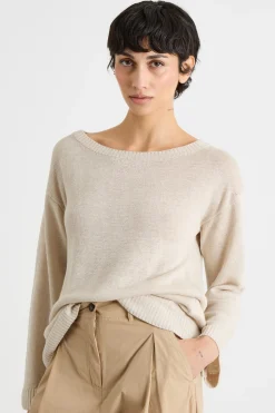 Maglia oversize in filato di lino - Beige
