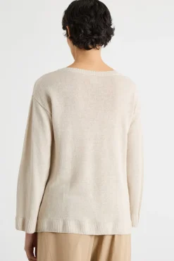 Maglia oversize in filato di lino - Beige