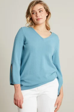 Maglia scollo a V - Azzurro