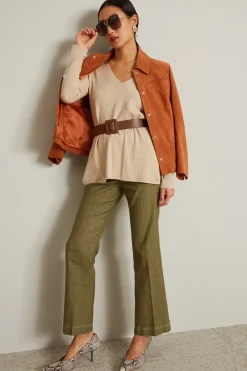 Maglia scollo a v - Beige