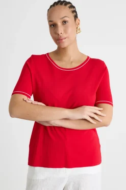 Maglia semi-aderente a manica corta - Rosso
