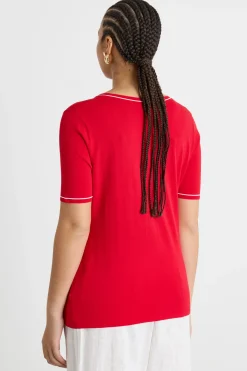 Maglia semi-aderente a manica corta - Rosso