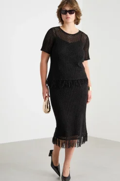 Maglia traforata a rete - Nero