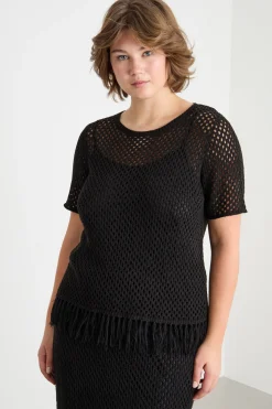 Maglia traforata a rete - Nero