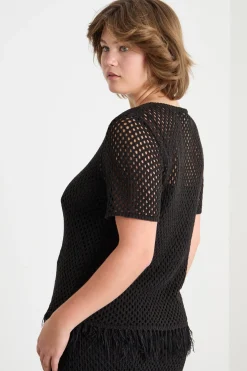 Maglia traforata a rete - Nero